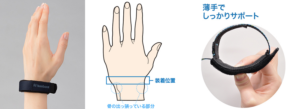 作業を妨げにくい手首をサポート bonboneスリム リスト バンド | 製品